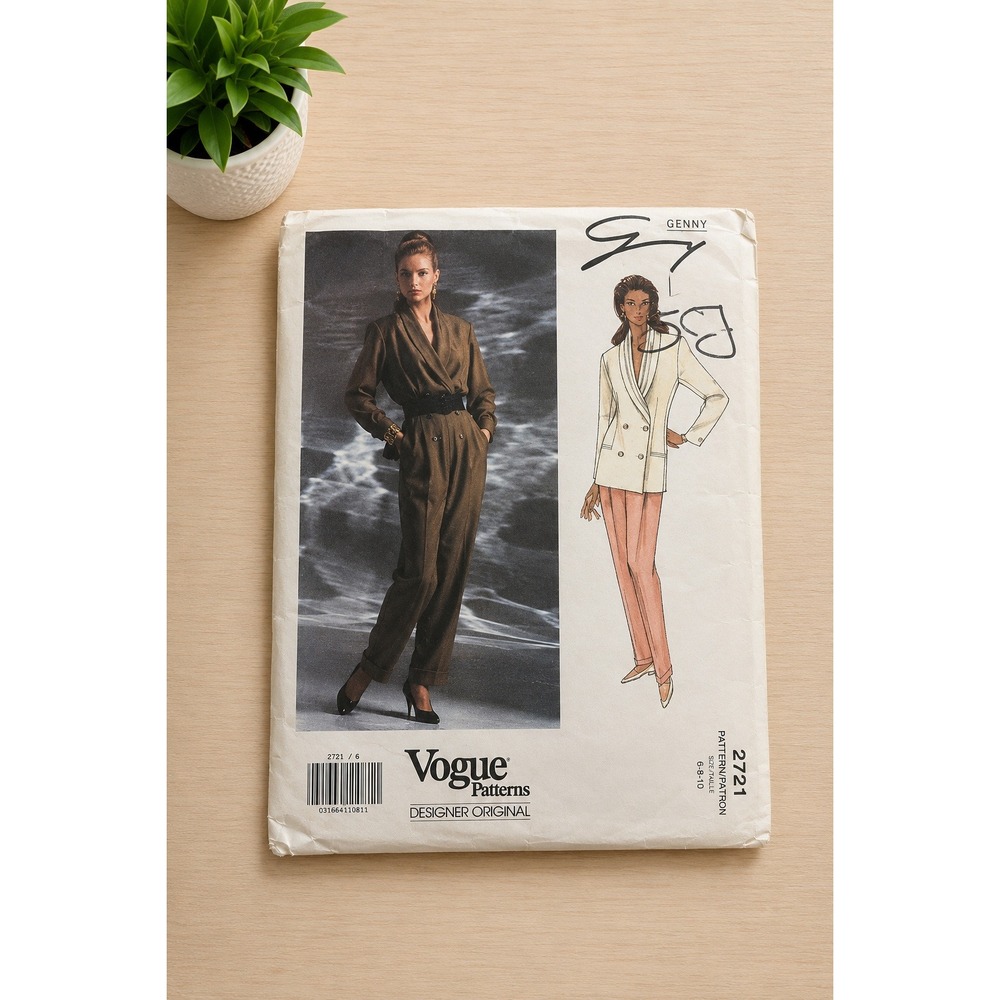 Vogue 2721 Genny Uncut Vintage Designer Jacket Pants Suit Sewing Pattern
